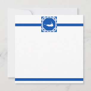 Nautical Nantucket Blue and White Flat Notecard Kaart