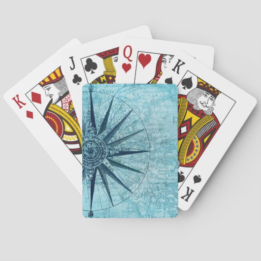 Nautical Navigation Compass Map Pokerkaarten (Achterkant)