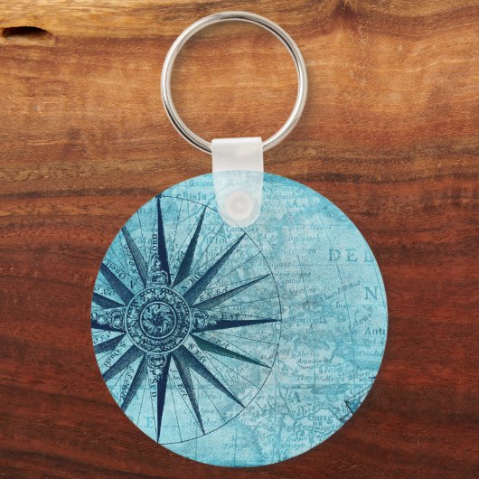 Nautical Navigation Compass Map Sleutelhanger (Voorkant)