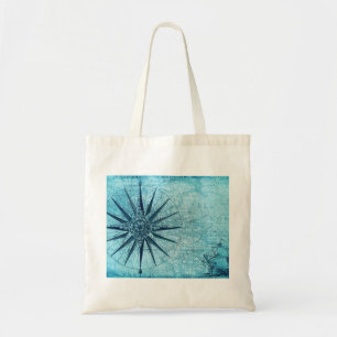 Nautical Navigation Compass Map Tote Bag