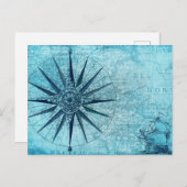  Nautical Navigation Compass Map Uitnodiging Briefkaart (Voorkant / Achterkant)