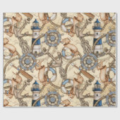 Nautical Navigation Map Collage Cadeaupapier (Vlak)