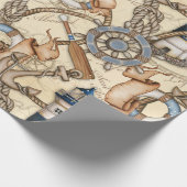 Nautical Navigation Map Collage Cadeaupapier (Hoek)