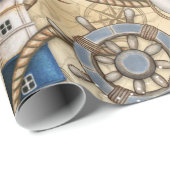 Nautical Navigation Map Collage Cadeaupapier (Rol Hoek)