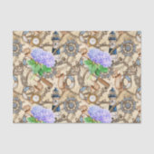 Nautical Navigation Map met Hydrangea Tissuepapier (Voorkant)