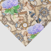Nautical Navigation Map met Hydrangea Tissuepapier (Detail)