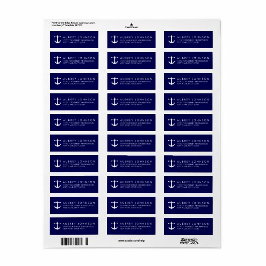 Nautical Navy Adresetiketten Etiket (Full Sheet)