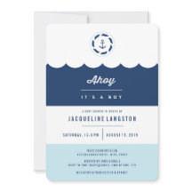 Nautical Navy Ahoy Het is een jong modern Baby sho