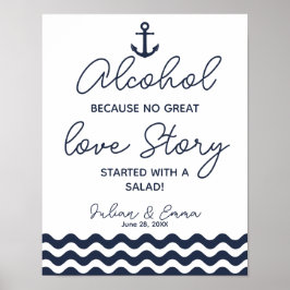 Nautical Navy Alcohol-liefdesverhalen afdrukken Poster
