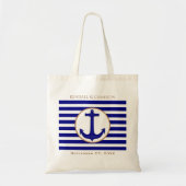 Nautical Navy Anchor and Stripes Wedding Gift Bag Tote Bag (Voorkant)