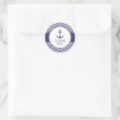 Nautical Navy Anchor Baby shower Dank u Ronde Sticker (Tas)
