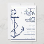 Nautical Navy Anchor Baby shower Kaart (Voorkant)