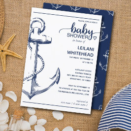 Nautical Navy Anchor Baby shower Kaart