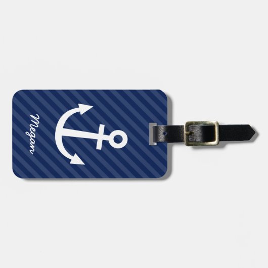 Nautical Navy Anchor Bagagelabel (Voorkant horizontaal)