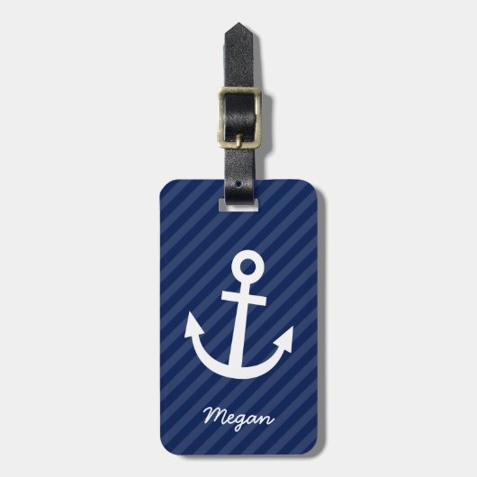 Nautical Navy Anchor Bagagelabel (Voorkant verticaal)