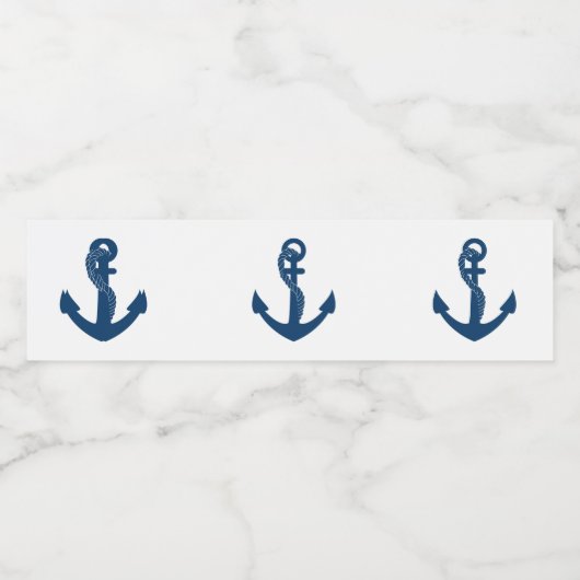 Nautical Navy Anchor Beach Bruiloft Vrijgezellenfe Waterfles Etiket (Enkel label)