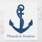 Nautical Navy Anchor Beach Bruiloft Vrijgezellenfe Wijn Etiket (Enkel label)