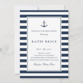 Nautical Navy Anchor Bridal Shower Kaart (Voorkant)