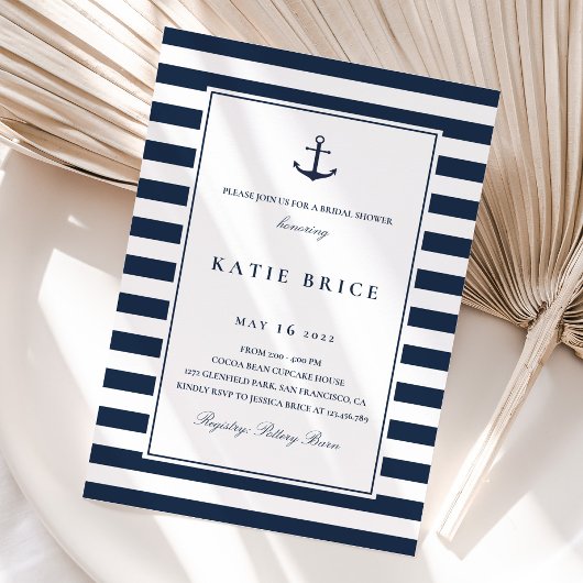 Nautical Navy Anchor Bridal Shower Kaart