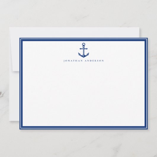 Nautical Navy Anchor Custom Note Kaart Notitiekaartje (Voorkant)
