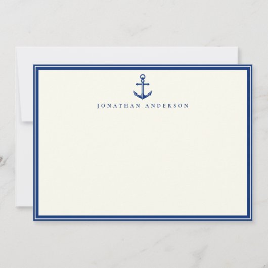 Nautical Navy Anchor Custom Note Kaart Notitiekaartje (Voorkant)