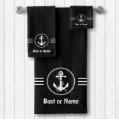 Nautical Navy Anchor en Rope Your Boat Name Bad Handdoek