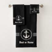 Nautical Navy Anchor en Rope Your Boat Name Bad Handdoek (Insitu)