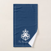 Nautical Navy Anchor Familienaam Bad Handdoek (Handdoek)