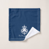 Nautical Navy Anchor Familienaam Bad Handdoek (Wasdoekje)