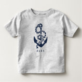 Nautical Navy Anchor gepersonaliseerd Kinder Shirts (Voorkant)