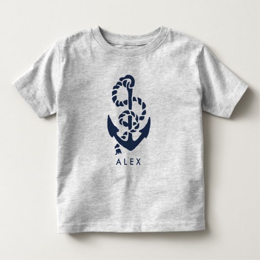 Nautical Navy Anchor gepersonaliseerd Kinder Shirts (Voorkant)