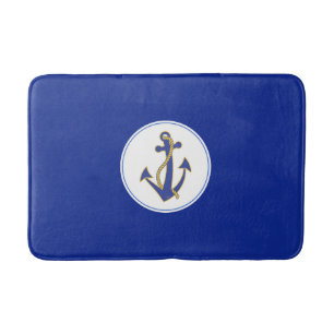 Nautical Navy anchor met gouden touw Bath Mats Badmat