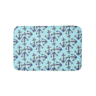 Nautical Navy anchor met gouden touw Bath Mats Badmat