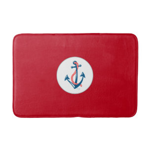 Nautical Navy anchor met rode touw Bath Mats Badmat