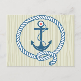 Nautical Navy Anchor met Rope en een Hart Briefkaart