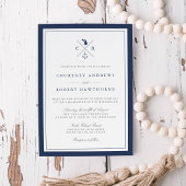 Nautical Navy Anchor Monogram Michigan Wedding Kaart