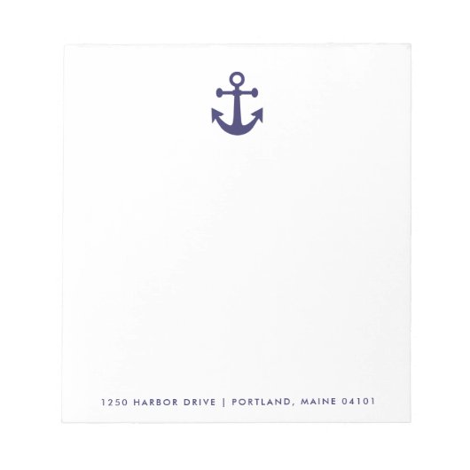 Nautical Navy Anchor on White Notitieblok (Voorkant)