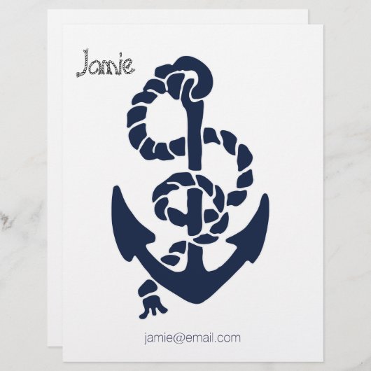 Nautical Navy Anchor Pattern Briefhoofd Ontwerp (Voorkant / Achterkant)