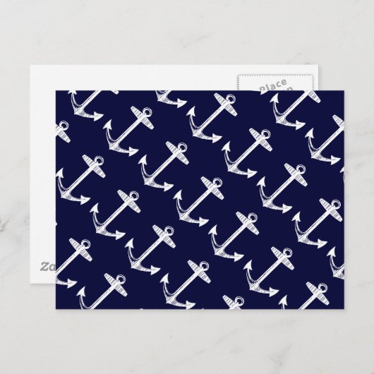 Nautical Navy Anchor Pattern Briefkaart (Voorkant / Achterkant)