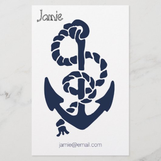 Nautical Navy Anchor Pattern Briefpapier (Voorkant)