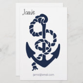 Nautical Navy Anchor Pattern Briefpapier (Voorkant / Achterkant)