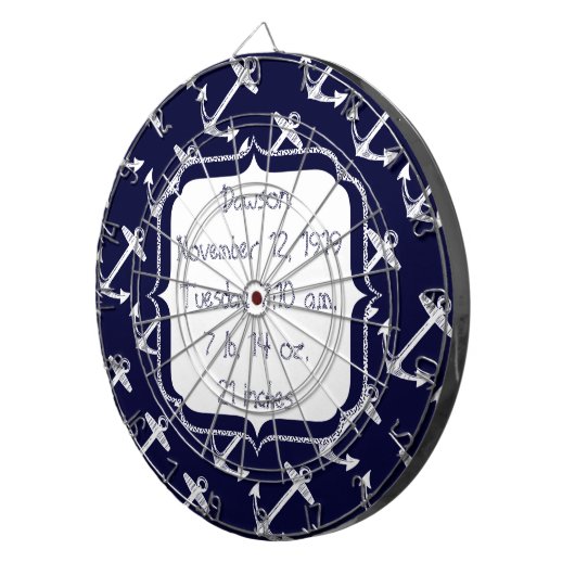 Nautical Navy Anchor Pattern Dartbord (Voorkant Rechts)
