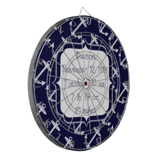 Nautical Navy Anchor Pattern Dartbord (Voorkant Links)