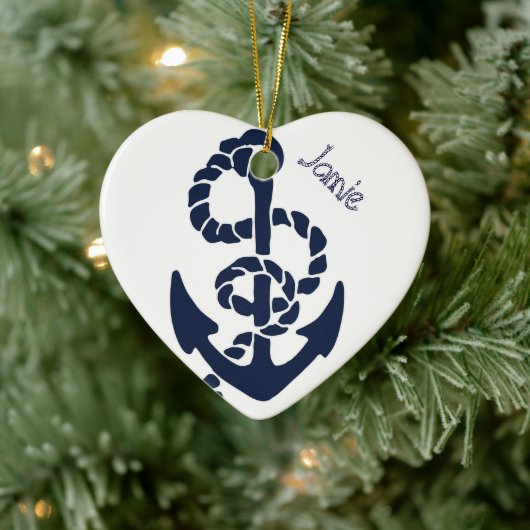 Nautical Navy Anchor Pattern Keramisch Ornament (Boom)