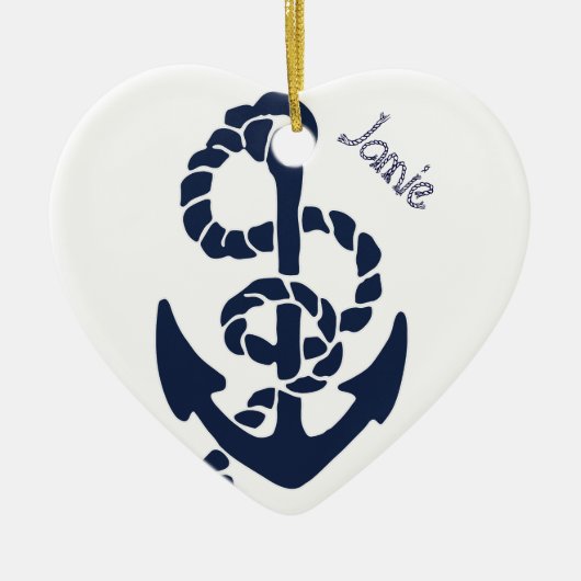 Nautical Navy Anchor Pattern Keramisch Ornament (Voorkant)