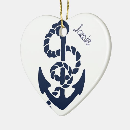 Nautical Navy Anchor Pattern Keramisch Ornament (Links)