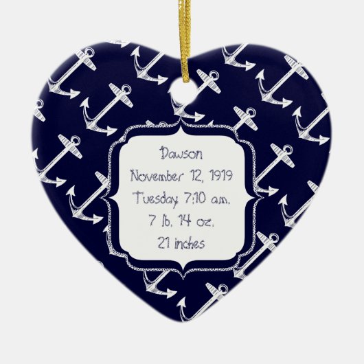 Nautical Navy Anchor Pattern Keramisch Ornament (Voorkant)