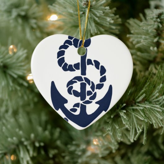Nautical Navy Anchor Pattern Keramisch Ornament (Boom)