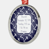 Nautical Navy Anchor Pattern Metalen Ornament (Links)