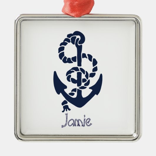Nautical Navy Anchor Pattern Metalen Ornament (Voorkant)